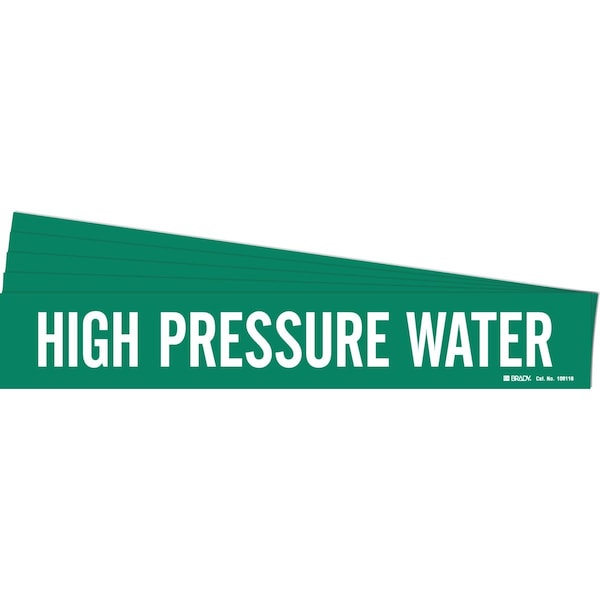 HIGH PRESSURE WATER Pipe Marker Style 1 Polyester WT on GN 1 per Card, 5 PK